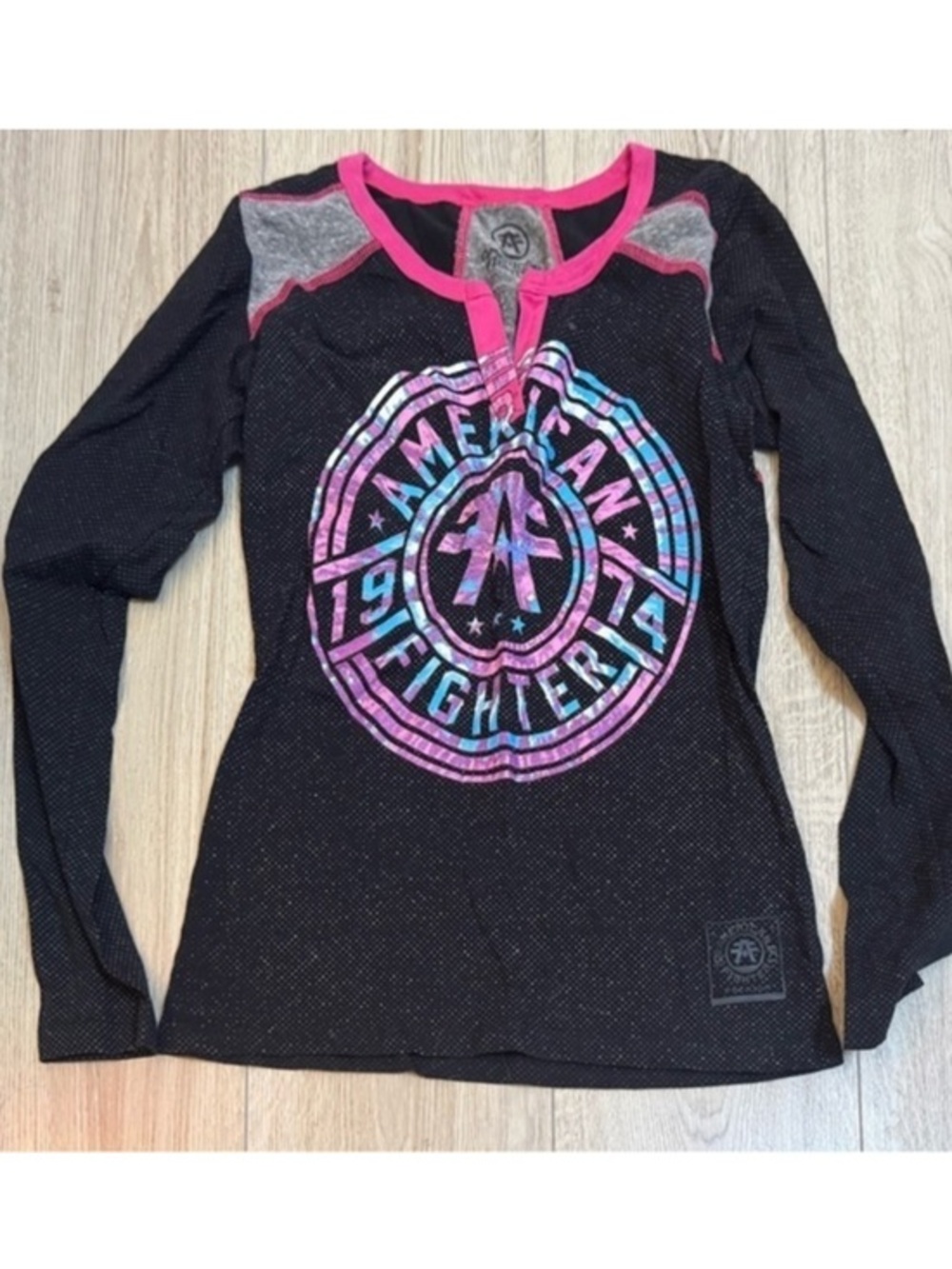 American Fighter Black pink Long-Sleeve shirt top